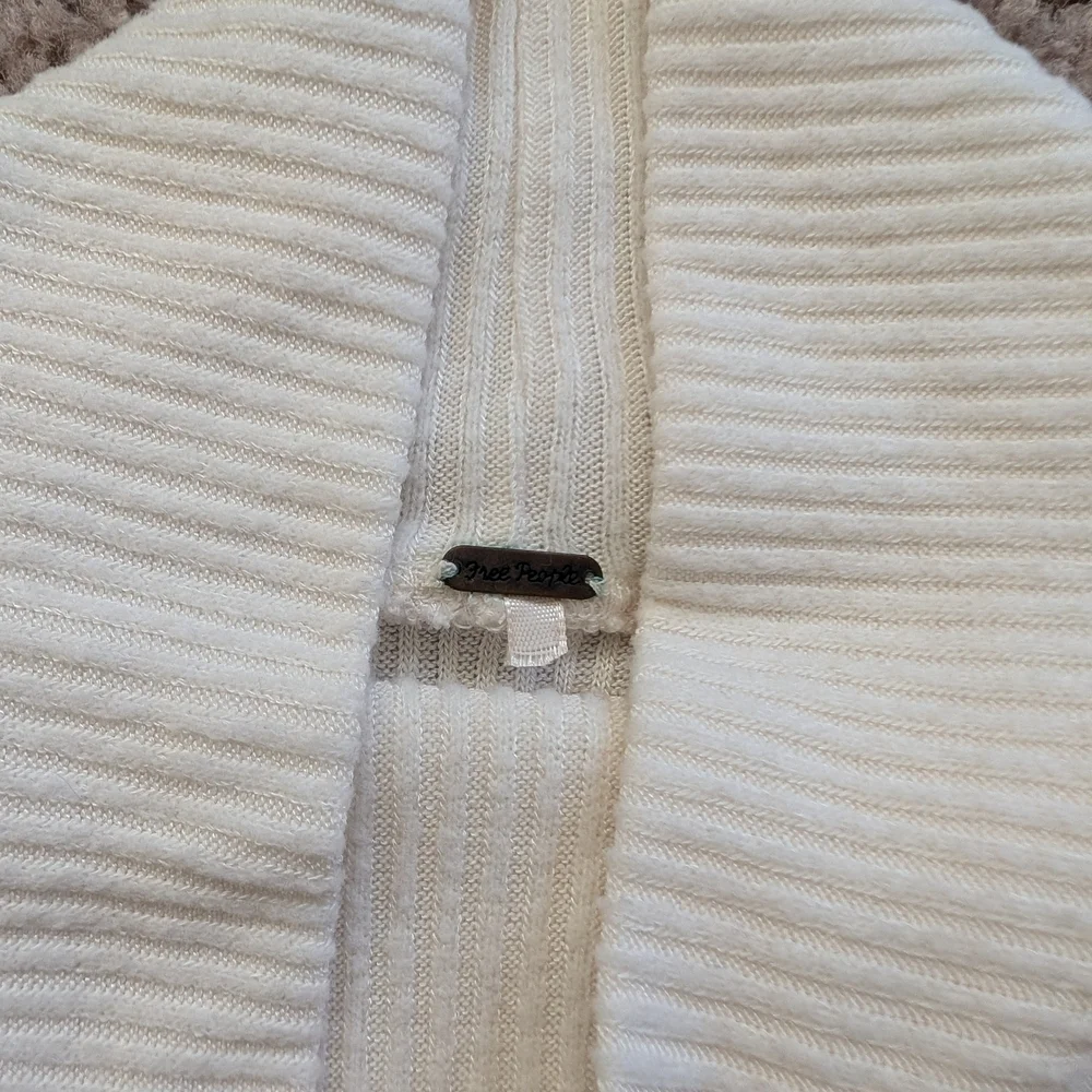 Free People Ivory Prism Ribbed Knit Sleeve Mock Neck Sweater Size XS